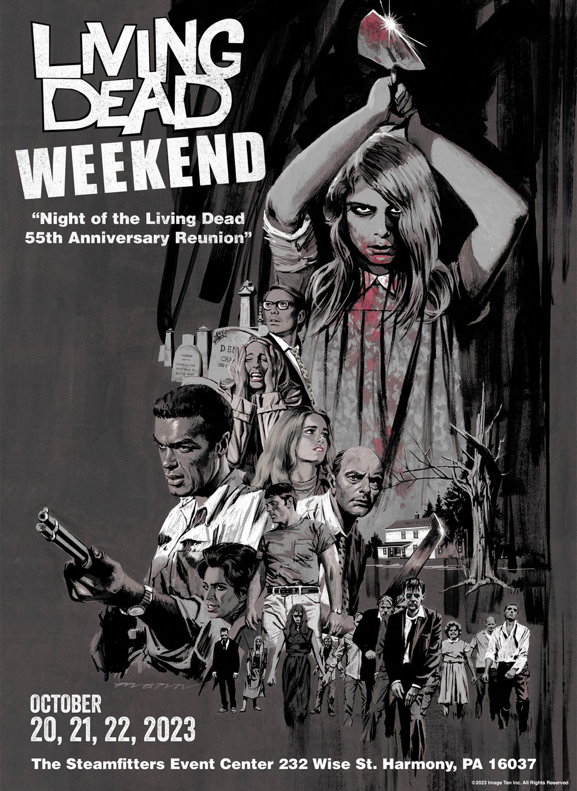 NIGHT of the LIVING DEAD Living Dead Weekend 18x24 Giclee Print